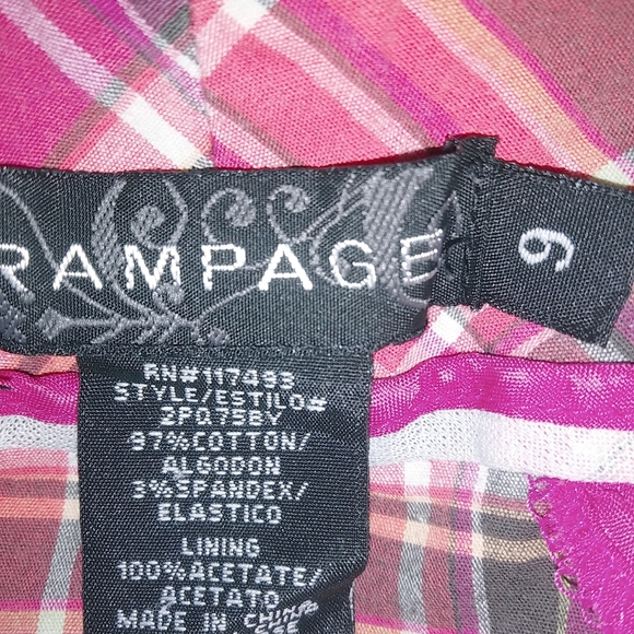 Rampage 9 Summer Pink Plaid Cotton Shorts - Picture 5 of 5